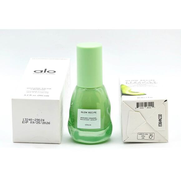 ALO GLOW Enzyme Facial Cleanser 3.2 oz & Glow Recipe Avocado Ceramide Serum 1 oz - Picture 4 of 4